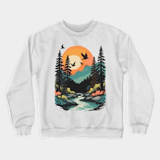 Forest Pine Forest Vintage Crewneck Sweatshirt